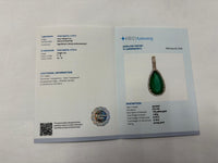 3.34 Ct Pear Mixed Cut Natural Emerald 14K Gold Pendant