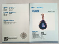 4.88 Ct Pear Mixed Cut Natural Sapphire 14K Gold Pendant