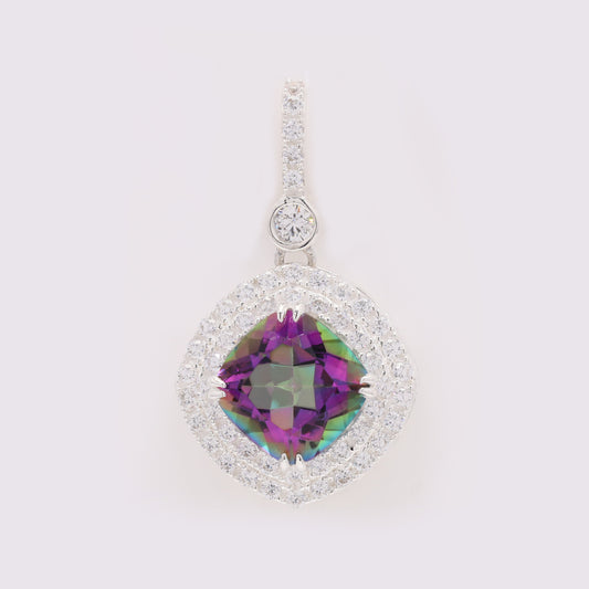 5.97 Ct Cushion Mystic Topaz 925 Silver Pendant