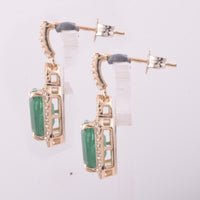 3.15 Ct Octagon Emerald 9K Gold Earrings