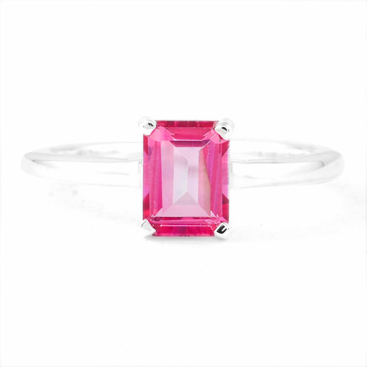 2.00 Ct Octagon Pink Topaz 925 Sterling Silver Ring