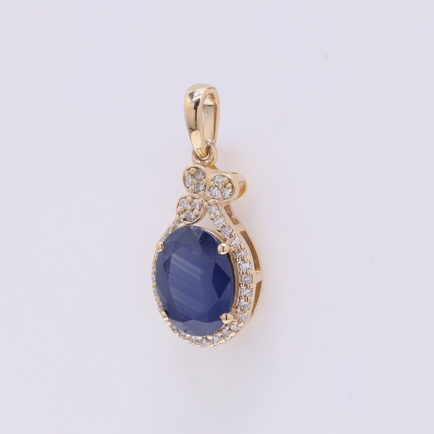 1.94 Ct Oval Mixed Cut Natural Sapphire 14K Gold Pendant