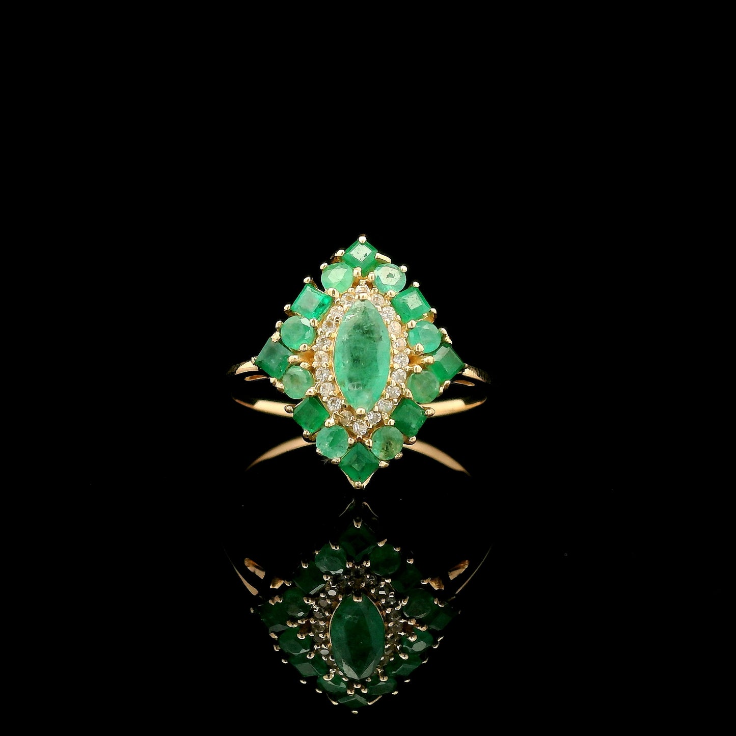 0.91 Ct Marquise Emerald 14K Gold Ring