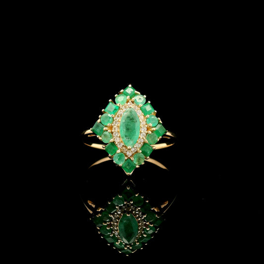 0.91 Ct Marquise Emerald 14K Gold Ring