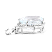 5.60 Ct Oval Mixed Cut Natural Aquamarine 950 Platinum Pendant