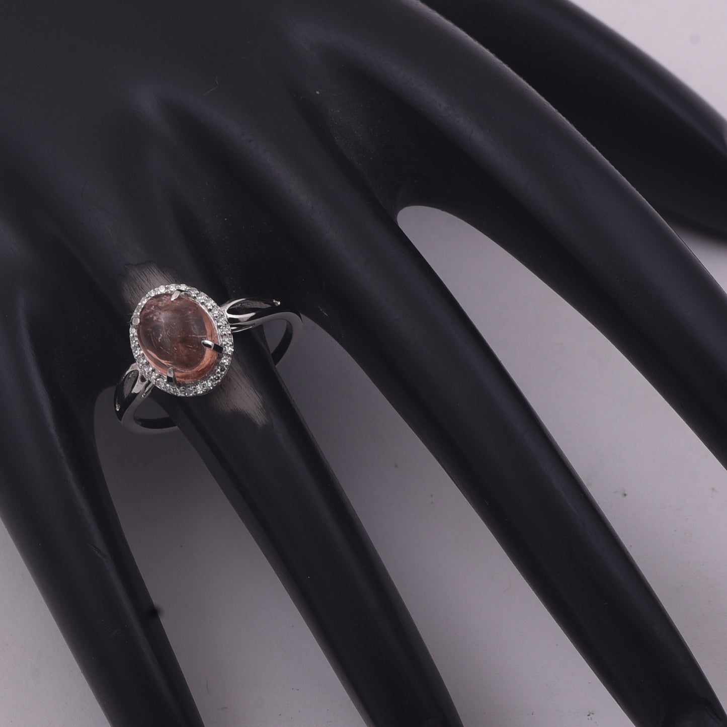 2.24 Ct Oval Cabochon Cut Natural Tourmaline 950 Platinum Ring