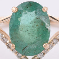 1.28 Ct Oval Natural Emerald 14K Gold Ring