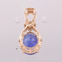 3.52 Ct Oval Mixed Cut Natural Tanzanite 14K Gold Pendant