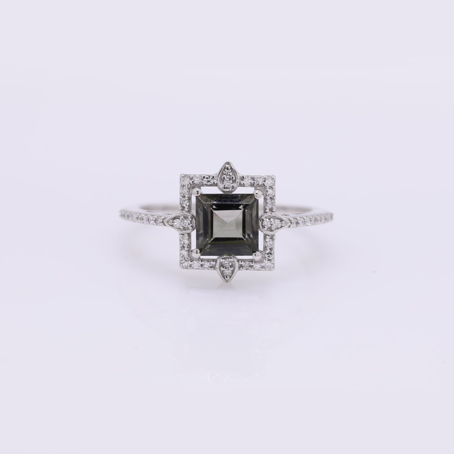 1.40 Ct Square Step Cut Natural Tourmaline 950 Platinum Ring