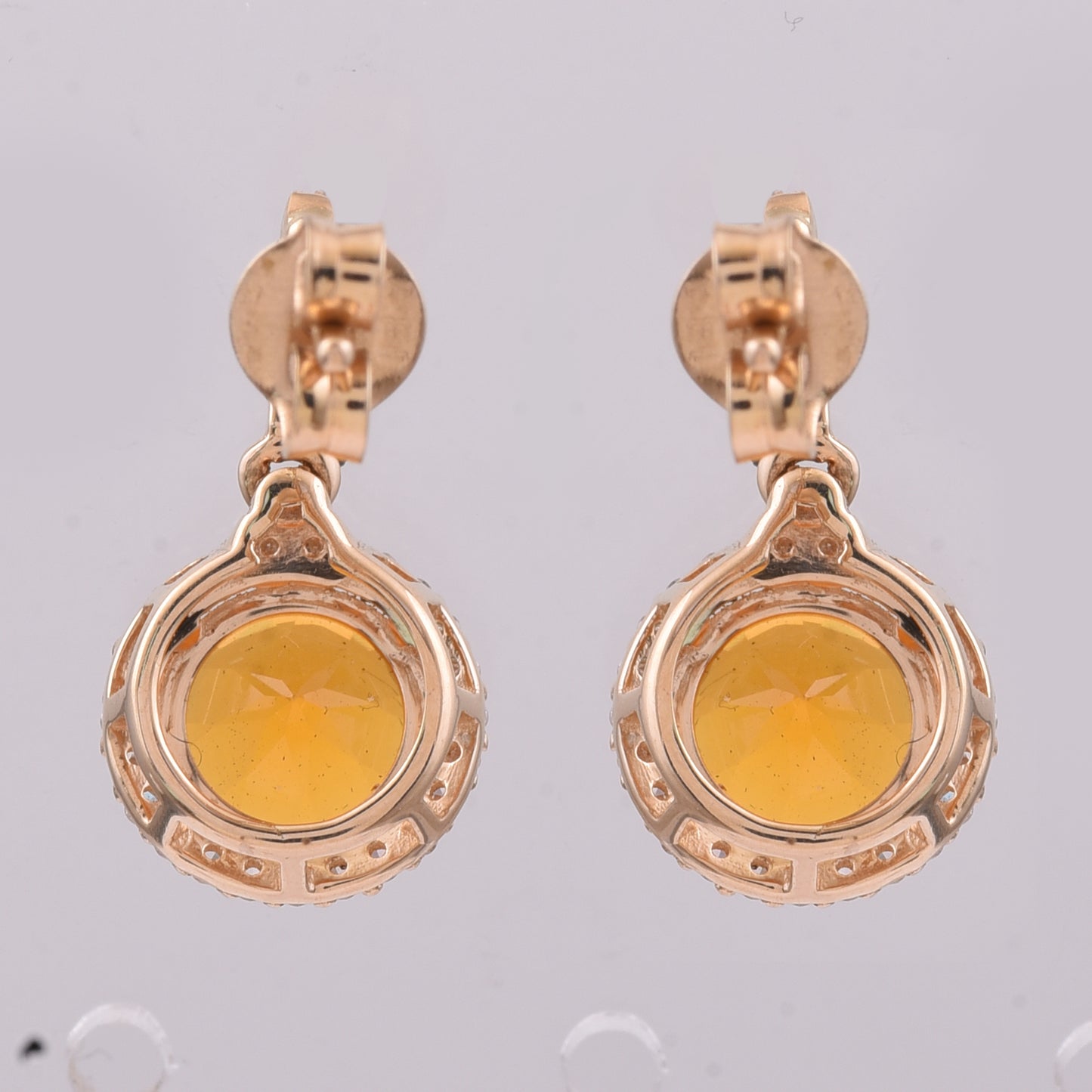 1.73 Ct Round Mixed Cut Natural Fire Opal 14K Gold Earrings