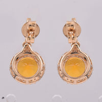 1.73 Ct Round Mixed Cut Natural Fire Opal 14K Gold Earrings