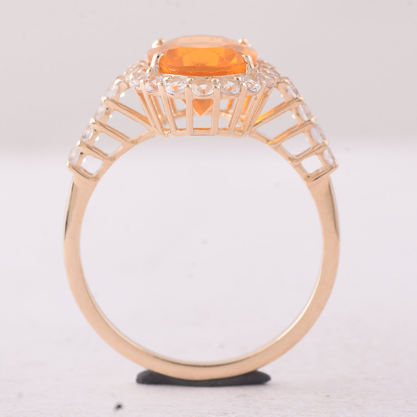 2.47 Ct Oval Fire Opal 9K Gold Ring