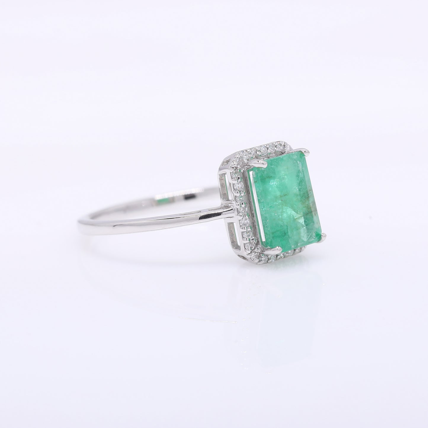 1.66 Ct Octagon Step Cut Natural Emerald 950 Platinum Ring