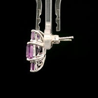 6.61 Ct Octagon Amethyst 925 Sterling Silver Earrings