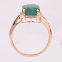 4.08 Ct Octagon Step Cut Natural Emerald 14K Gold Ring