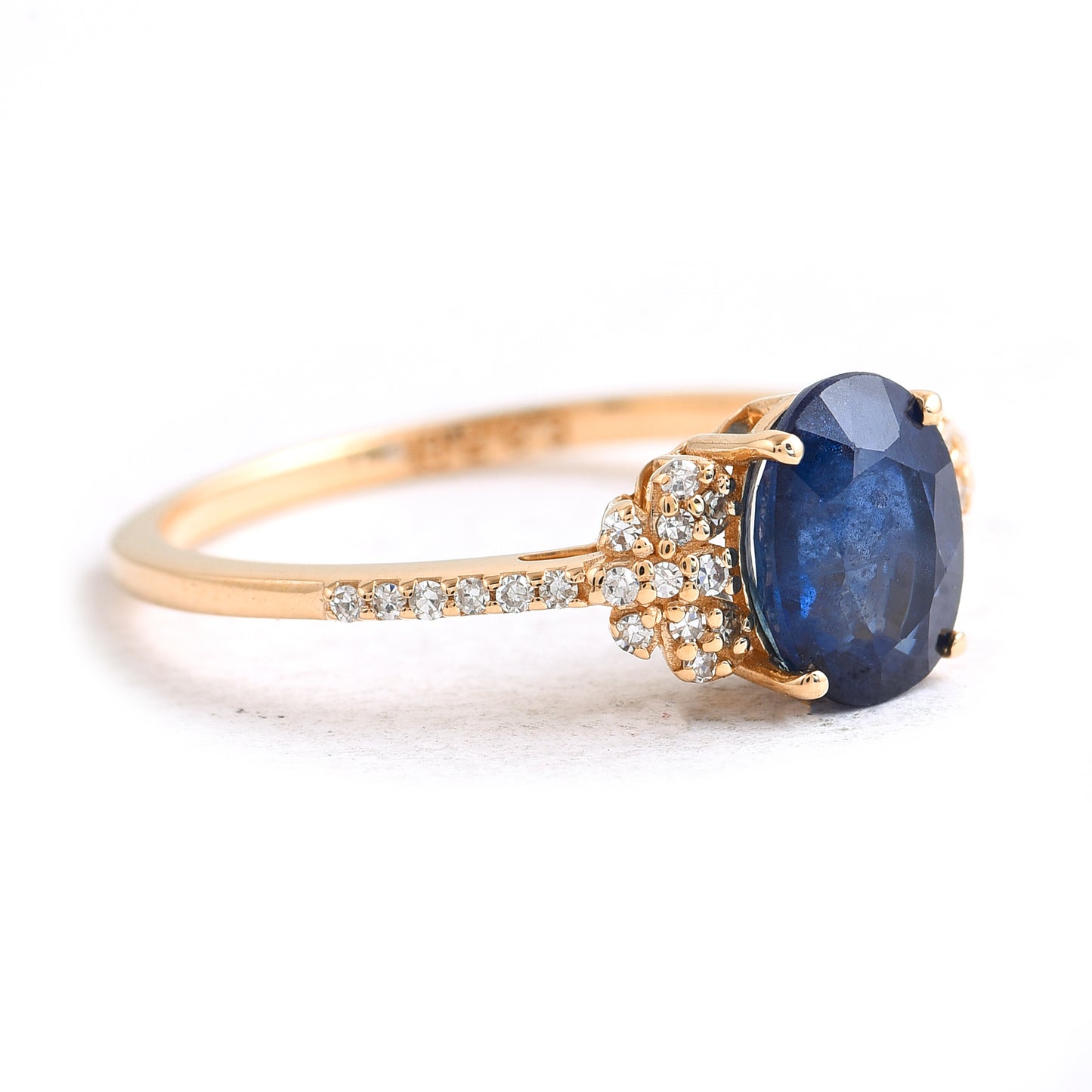 1.68 Ct Oval Mixed Cut Natural Sapphire 14K Gold Ring