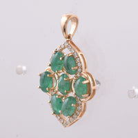 1.84 Ct Oval Cabochon Cut Natural Emerald 14K Gold Pendant