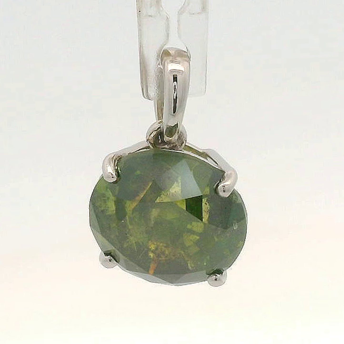 4.05 Ct Round Green Diamond 950 Platinum Pendant