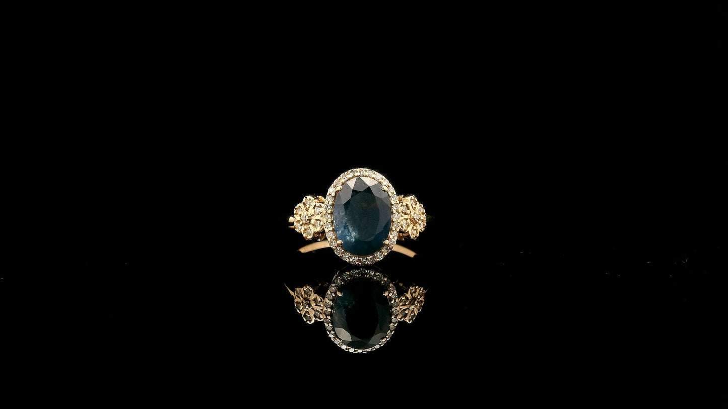 2.01 Ct Oval Natural Sapphire 14K Gold Ring
