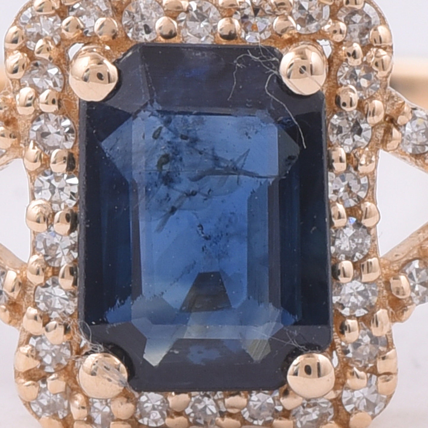 1.09 Ct Octagon Step Cut Natural Sapphire 14K Gold Ring