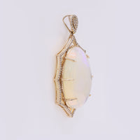 17.42 Ct Oval Cabochon Natural Opal 14K Gold Pendant