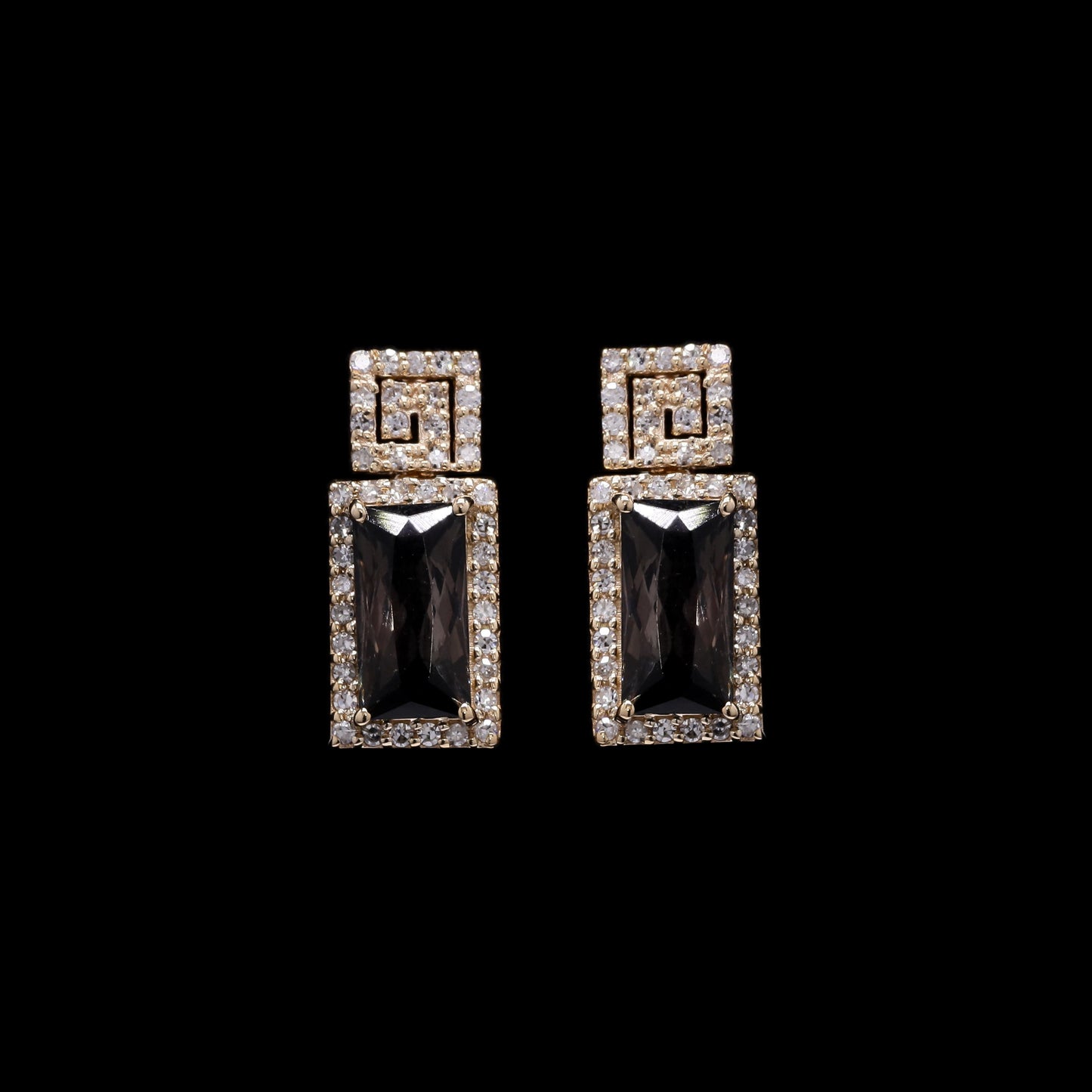 2.01 Ct Rectangle Mixed Cut Natural Tourmaline 14K Gold Earrings