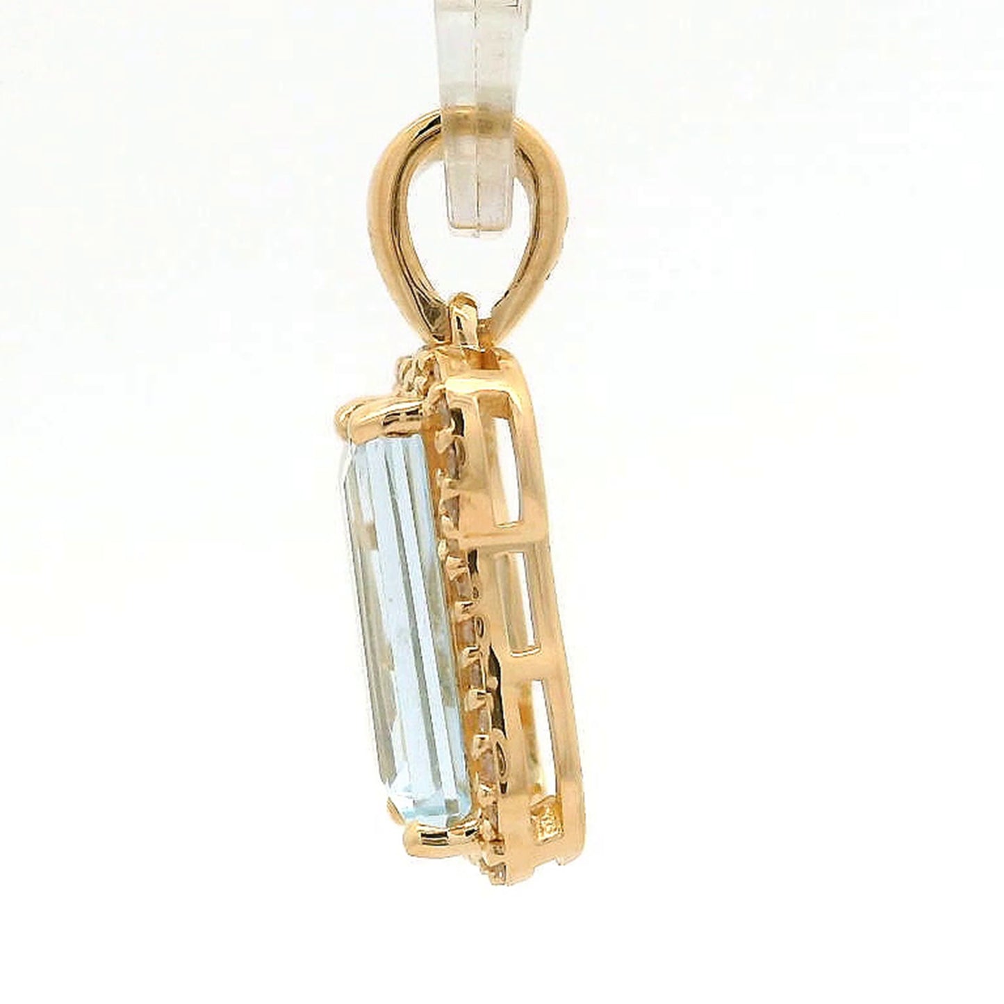 1.56 Ct Baggute Aquamarine 14K Gold Pendant