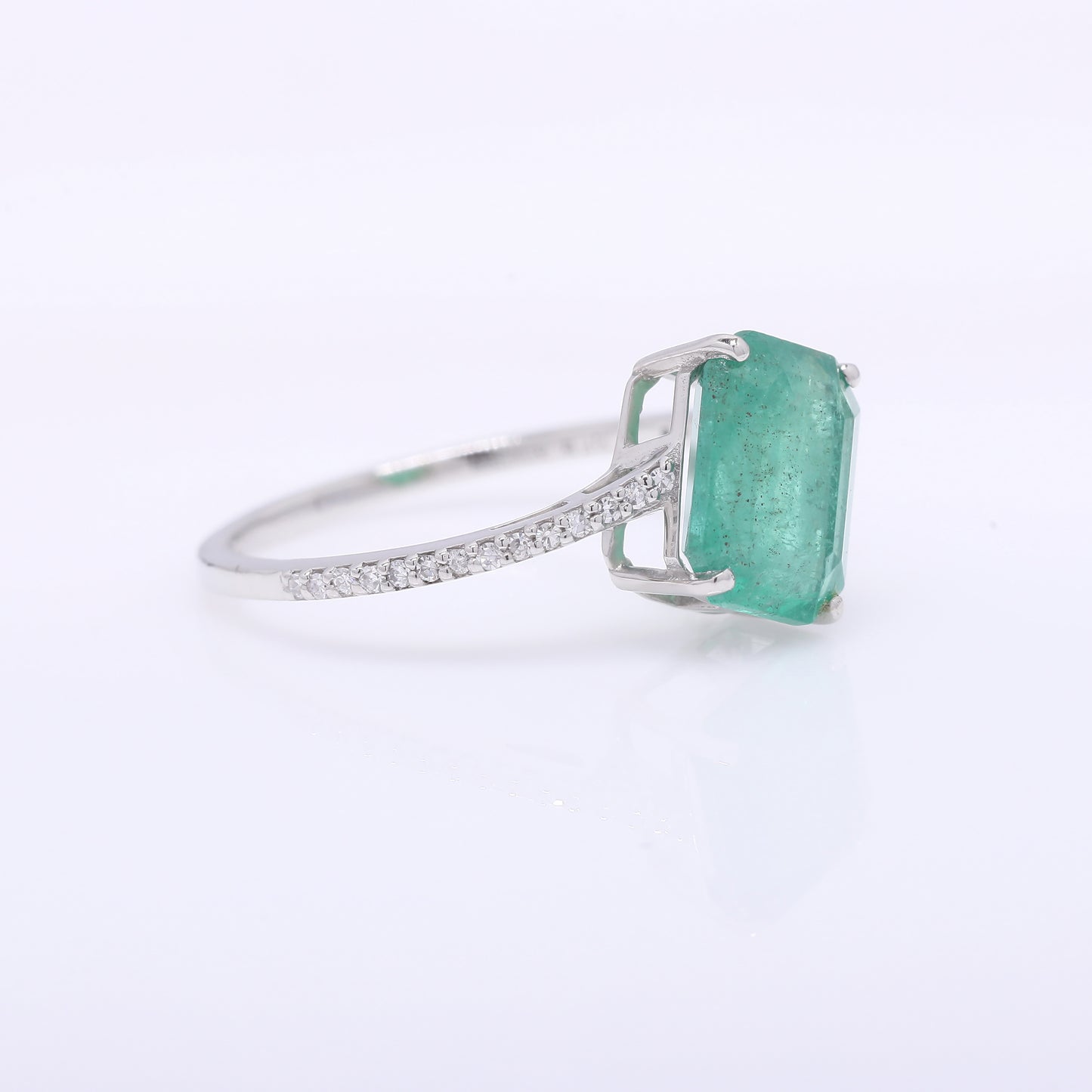 2.34 Ct Octagon Step Cut Natural Emerald 950 Platinum Ring