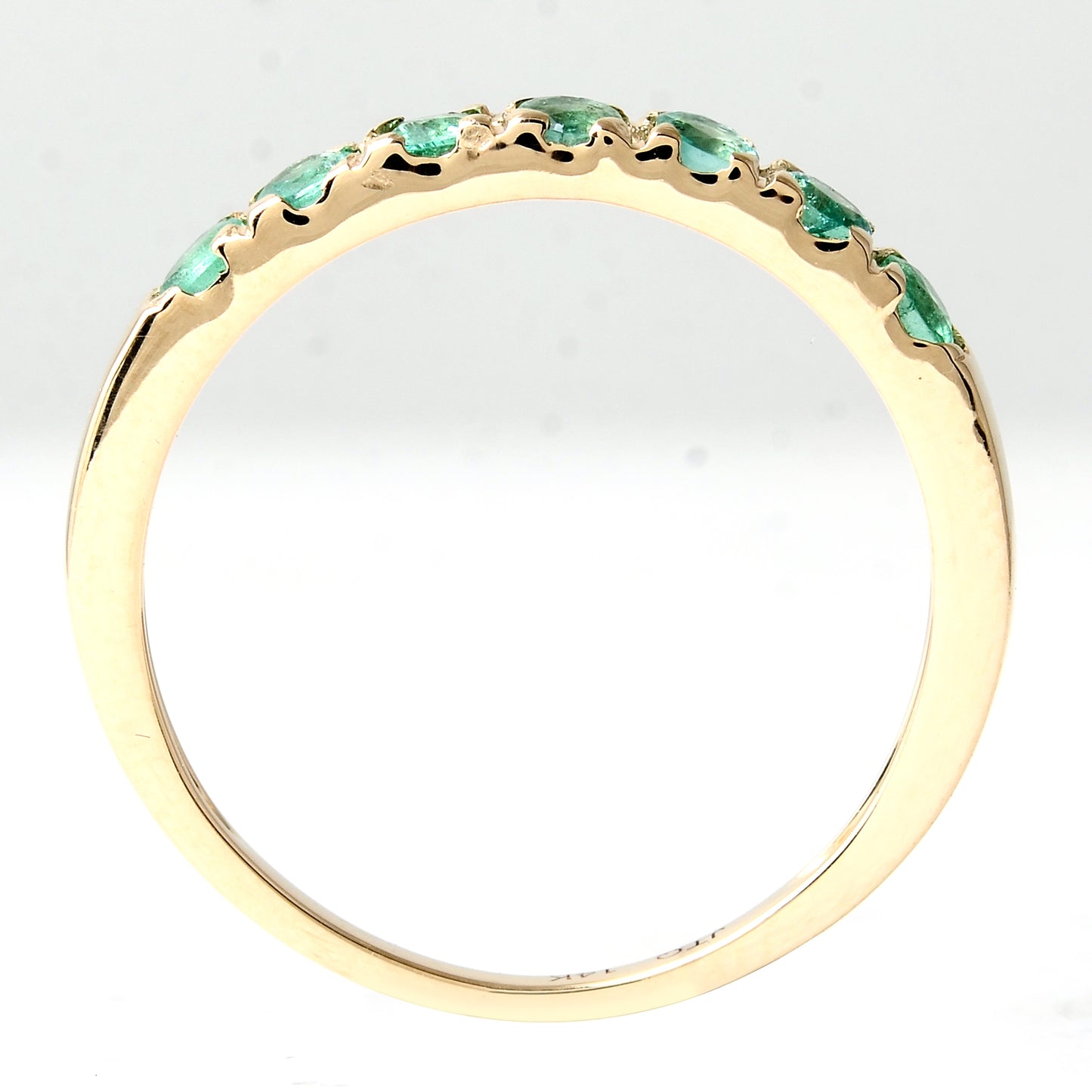 0.35 Ct Round Natural Emerald 14K Gold Ring