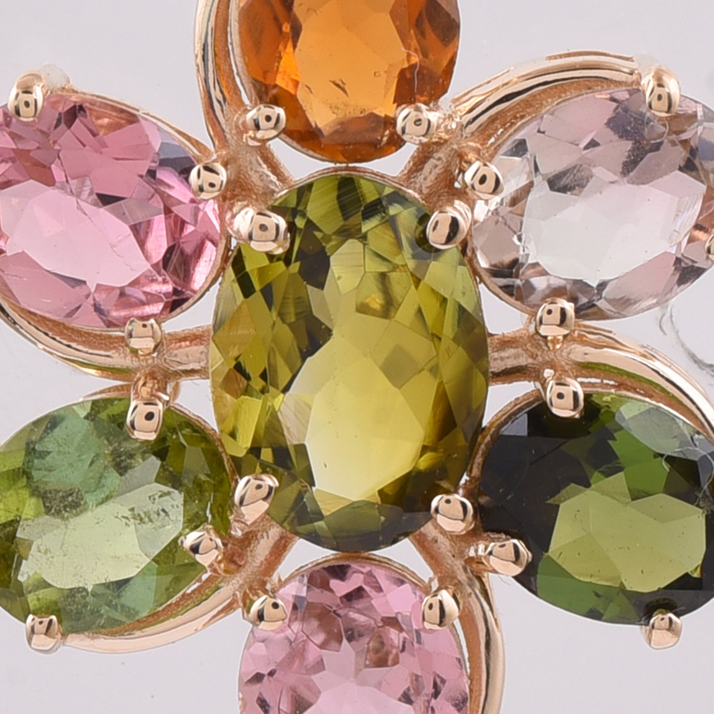 2.67 Ct Oval Natural Multi-Coloured Tourmaline 14K Gold Pendant