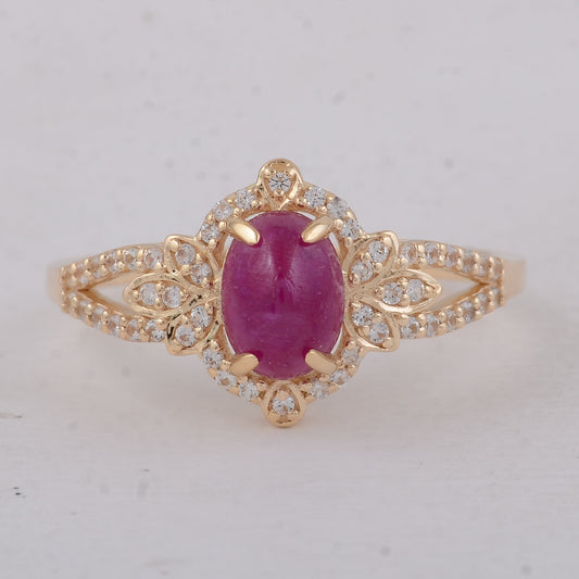 1.37 Ct Oval Ruby 9K Gold Ring