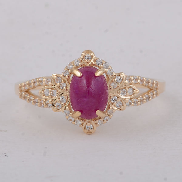 1.37 Ct Oval Ruby 9K Gold Ring
