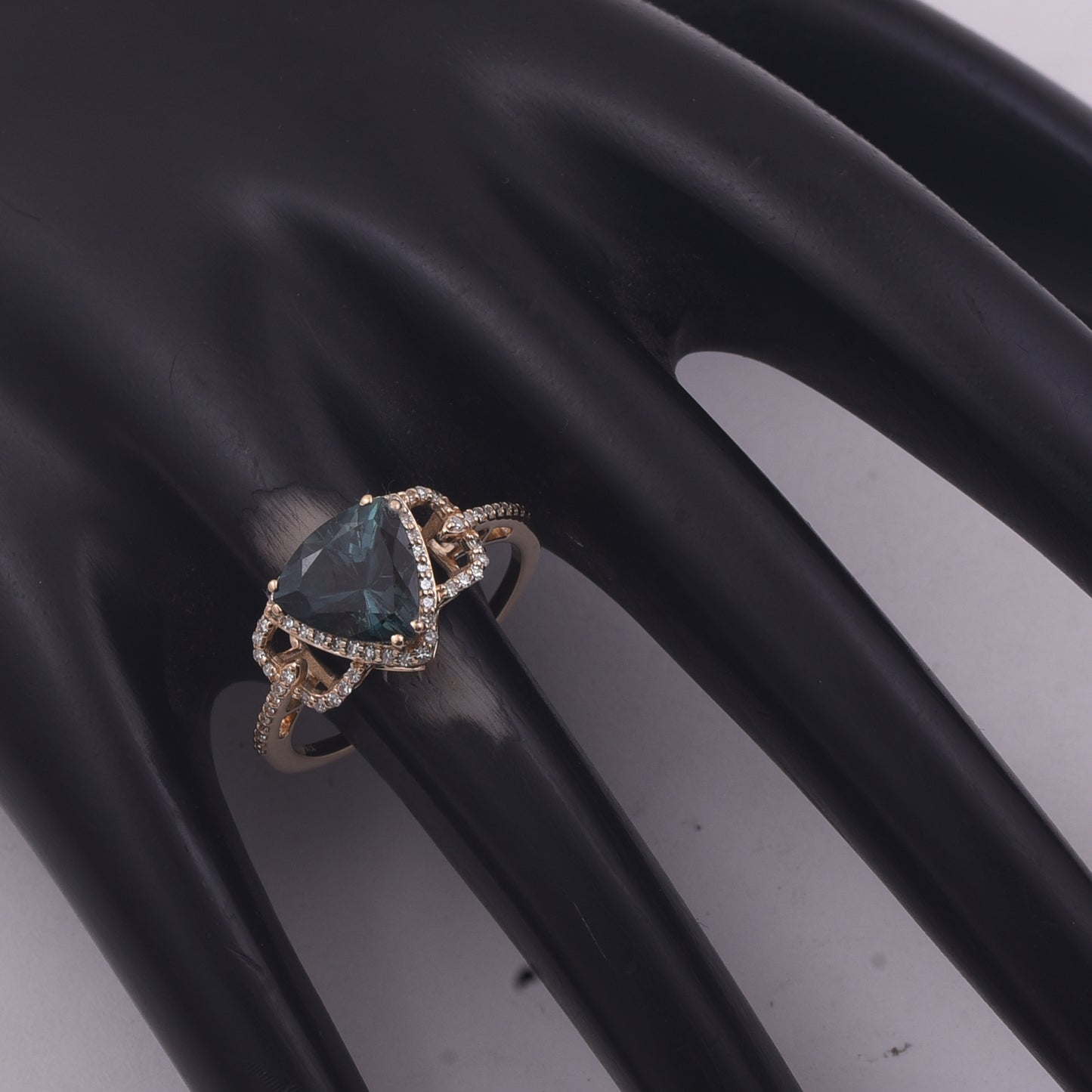 2.25 Ct Triangle Mixed Cut Natural Tourmaline 14K Gold Ring