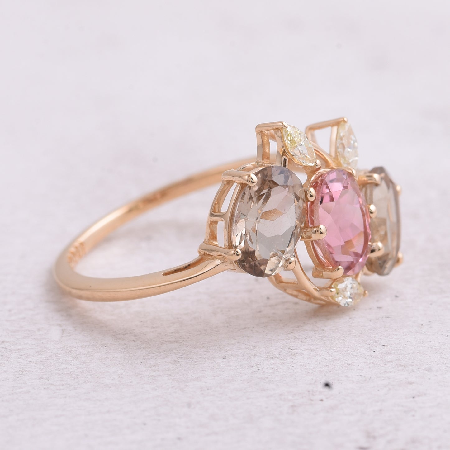 2.67 Ct Oval Natural Multi-Coloured Tourmaline 14K Gold Ring