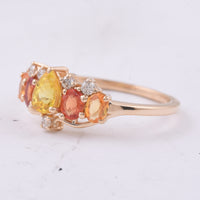 1.53 Ct Pear, Oval Natural Multi Coloured Sapphire 14K Gold Ring
