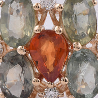 3.14 Ct Pear, Oval Natural Multi Coloured Sapphire 14K Gold Ring