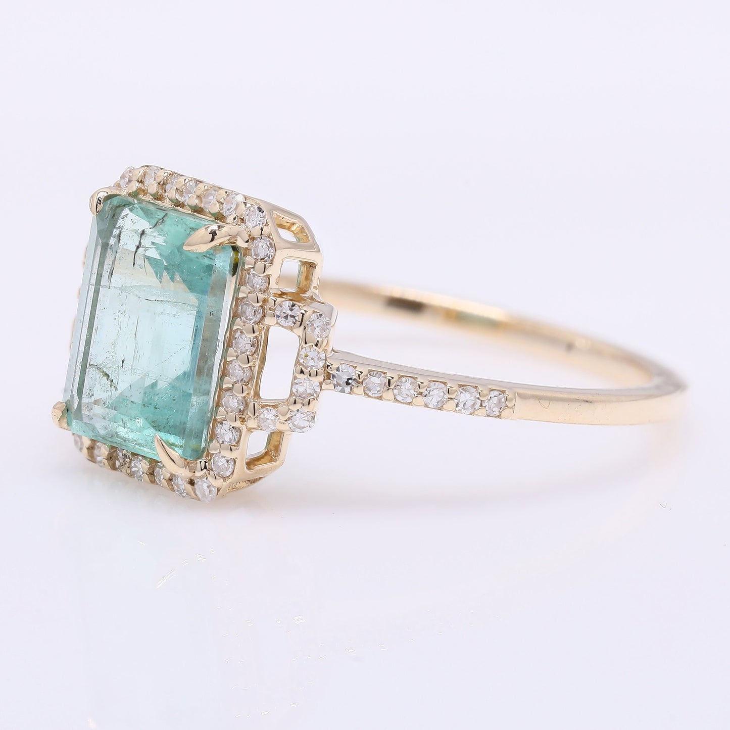 1.83 Ct Octagon Step Cut Natural Emerald 14K Gold Ring