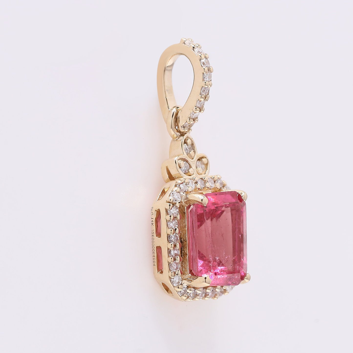 1.20 Ct Octagon Step Cut Natural Tourmaline 14K Gold Pendant