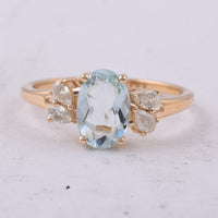 1.24 Ct Oval Natural Aquamarine 14K Gold Ring