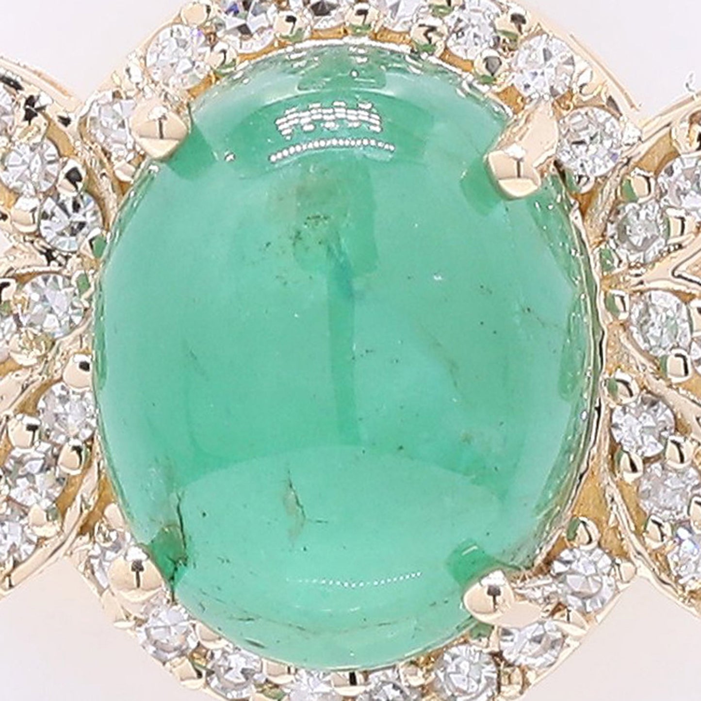 2.22 Ct Oval Cabochon Cut Natural Emerald 14K Gold Pendant