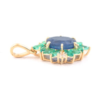 2.51 Ct Oval Mixed Cut Natural Sapphire 14K Gold Pendant