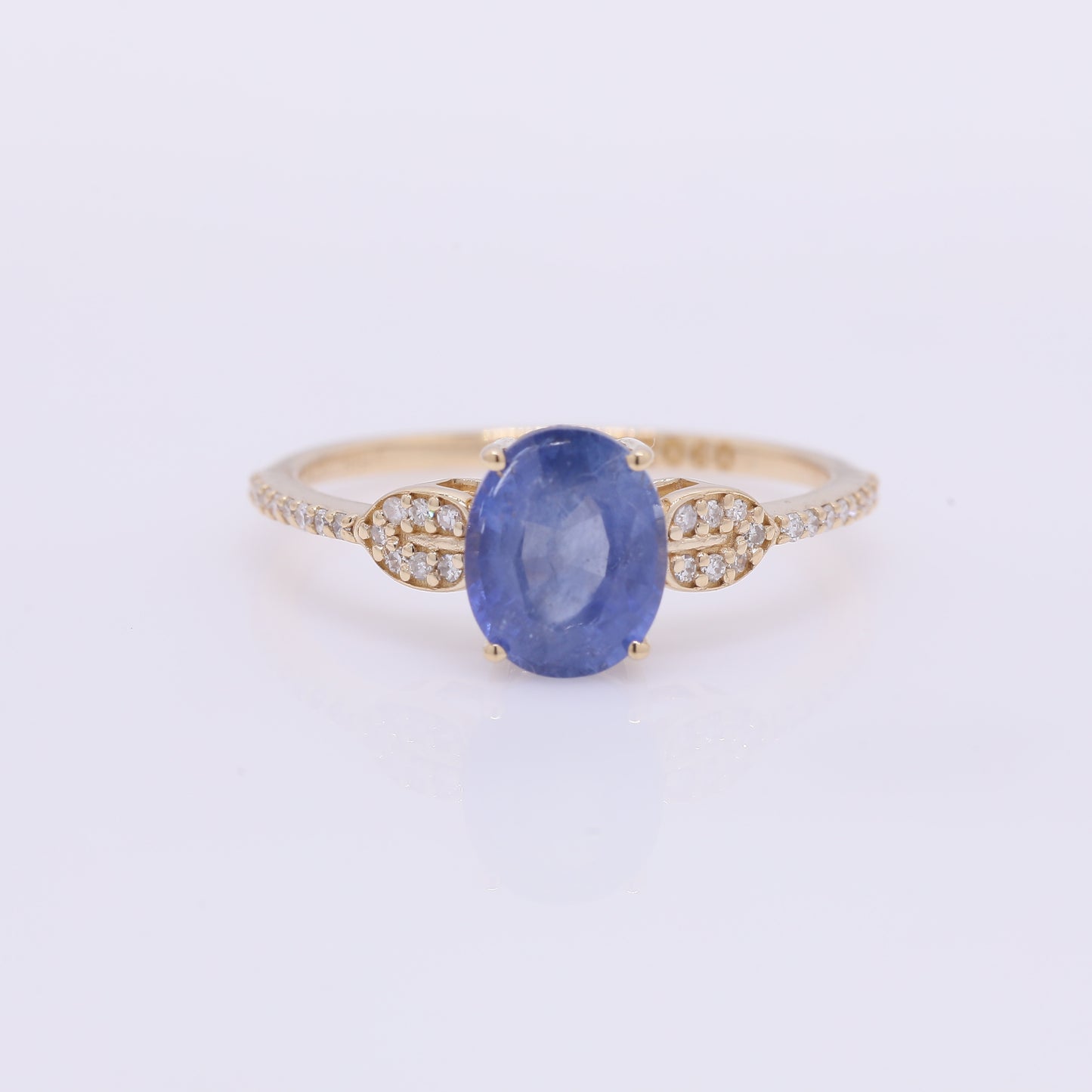 2.06 Ct Oval Mixed Cut Natural Sapphire 14K Gold Ring