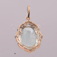 3.51 Ct Oval Mixed Cut Natural Emerald 14K Gold Pendant