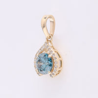 0.76 Ct Round Blue Diamond 14K Gold Pendant