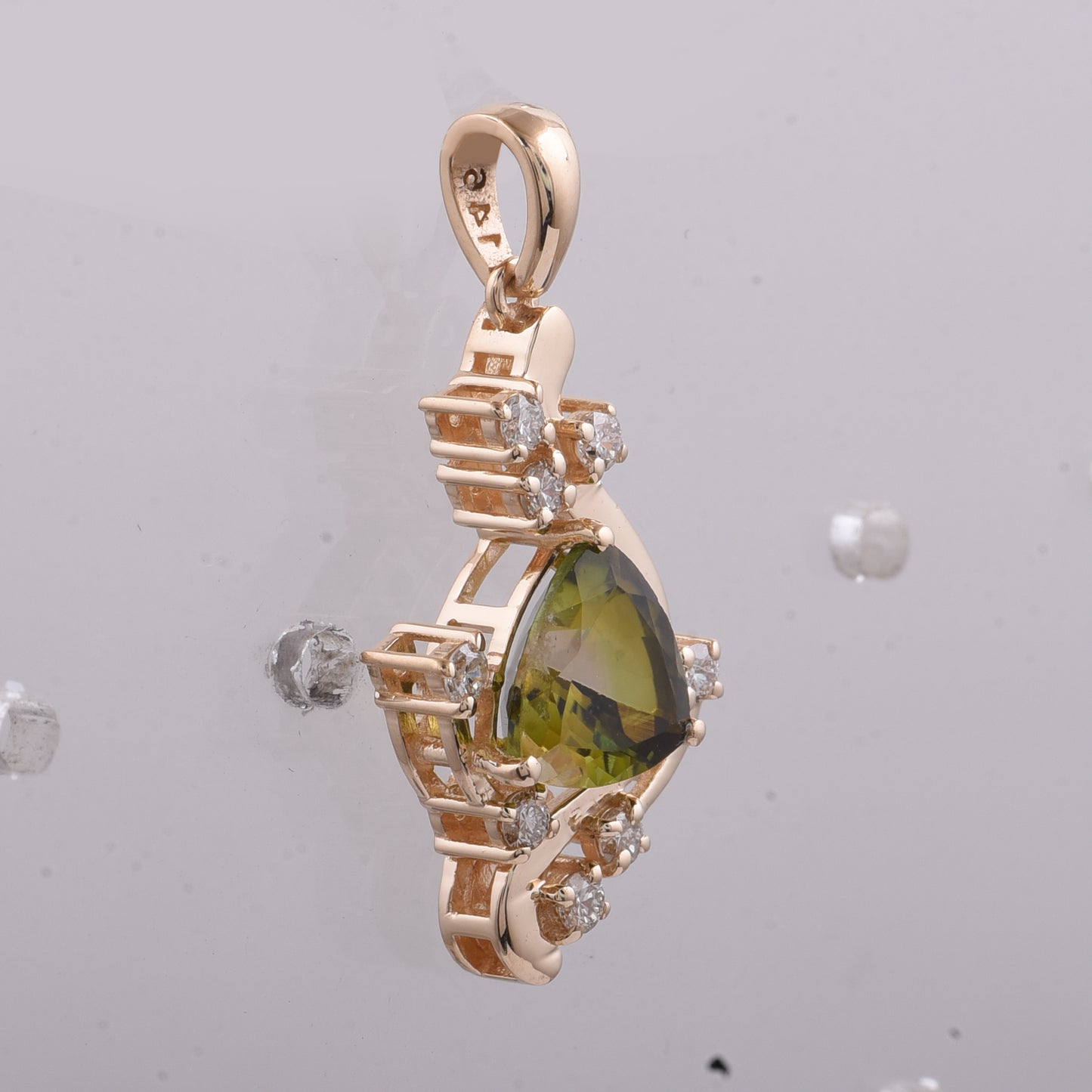 1.51 Ct Triangle Natural Tourmaline 14K Gold Pendant