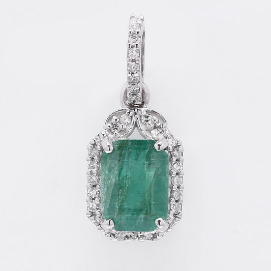 1.15 Ct Octagon Step Cut Natural Emerald 950 Platinum Pendant