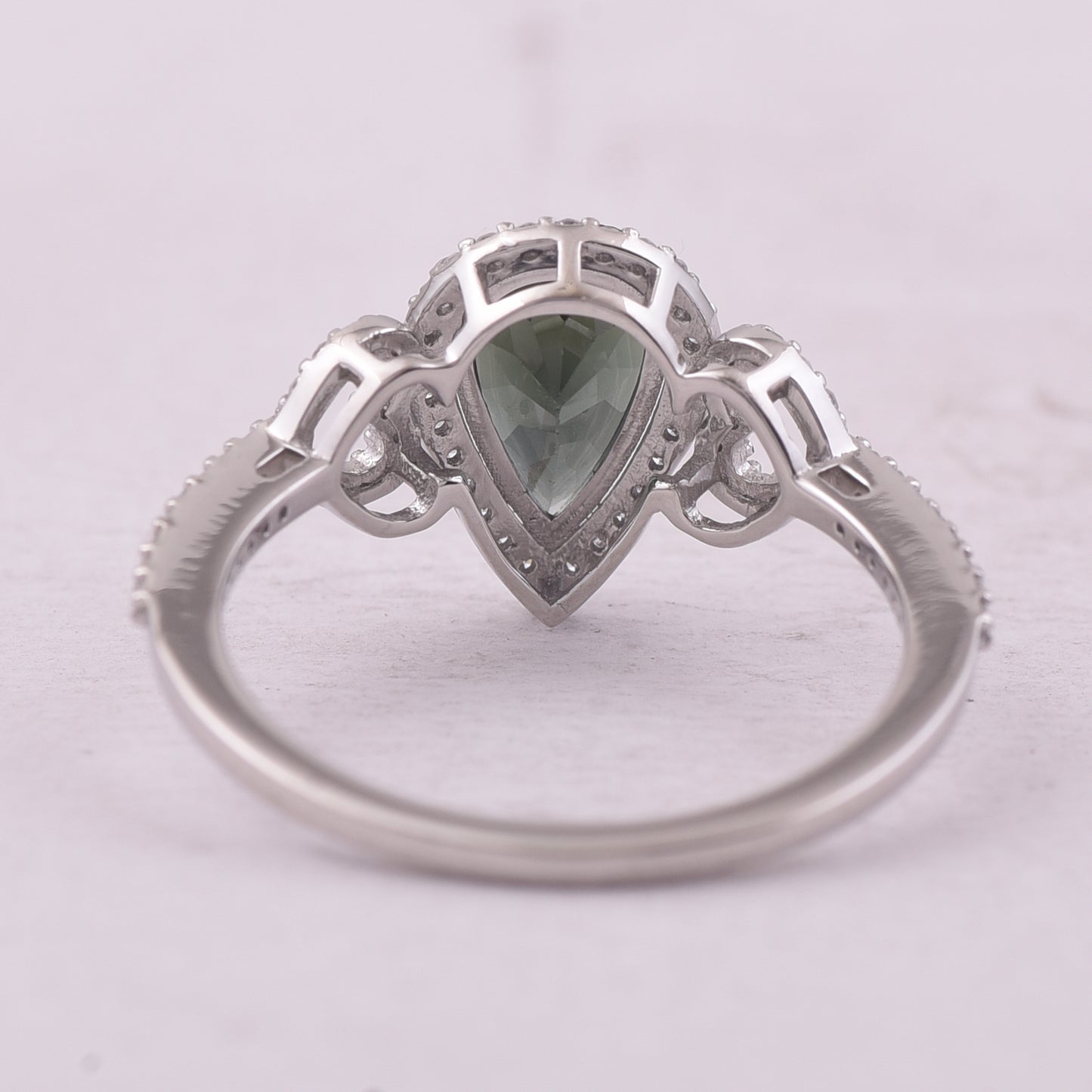 1.55 Ct Pear Mixed Cut Natural Green Tourmaline 950 Platinum Ring
