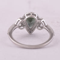 1.55 Ct Pear Mixed Cut Natural Green Tourmaline 950 Platinum Ring