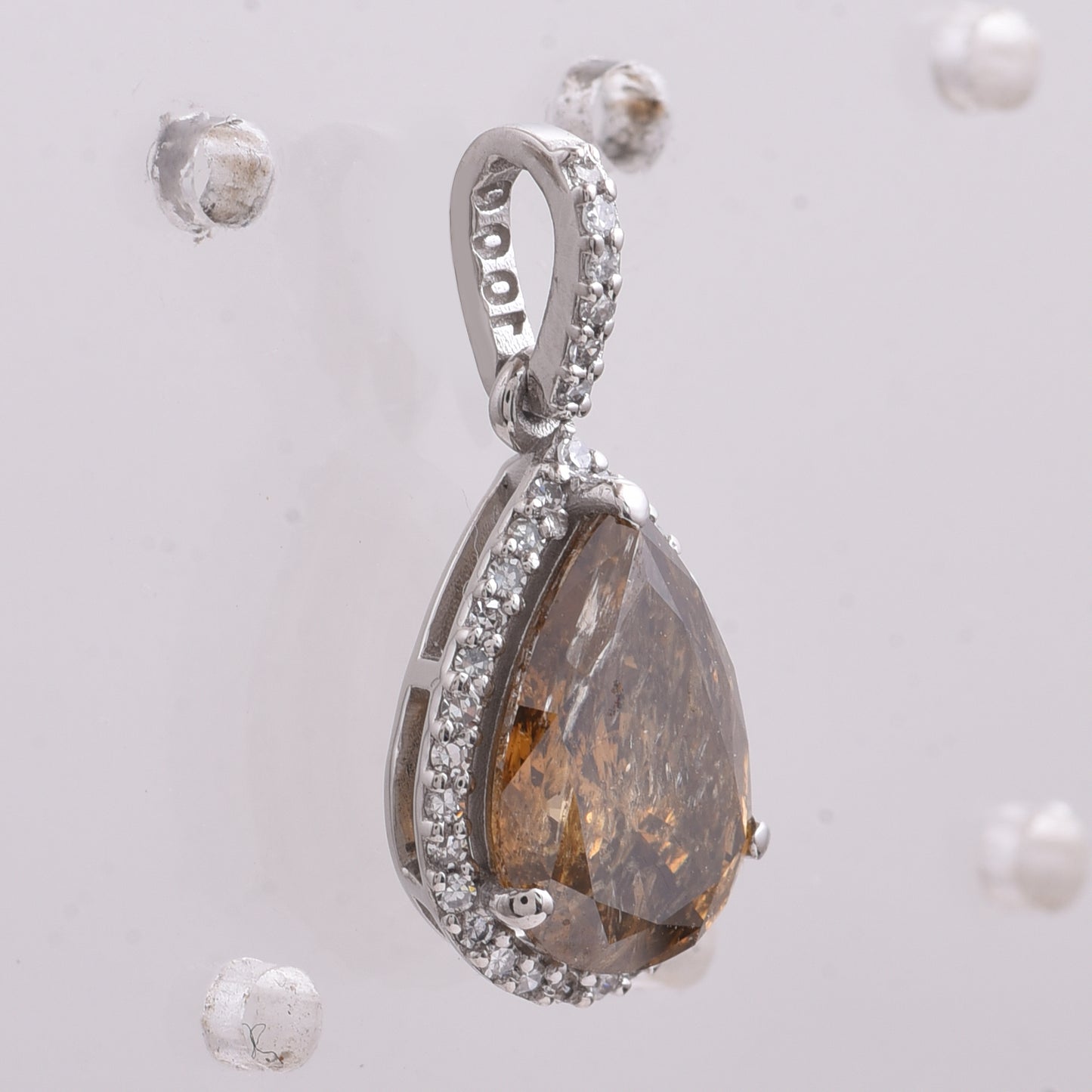 2.12 Ct Pear Brown Diamond 950 Platinum Pendant