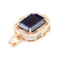 3.84 Ct Octagon Natural Sapphire 14K Gold Pendant